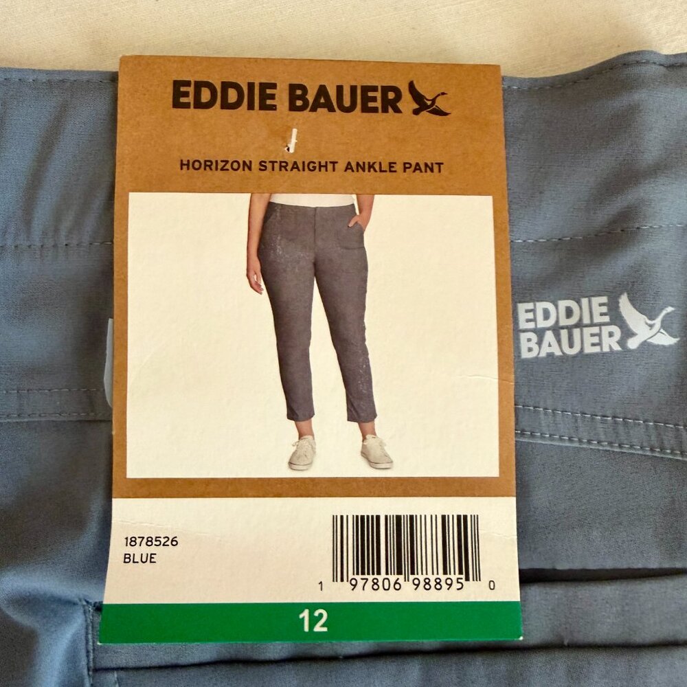 Eddie Bauer Women's Horizon Straight Ankle Pant Size 12 Blue Outdoor Casual NEW - Picture 12 of 16